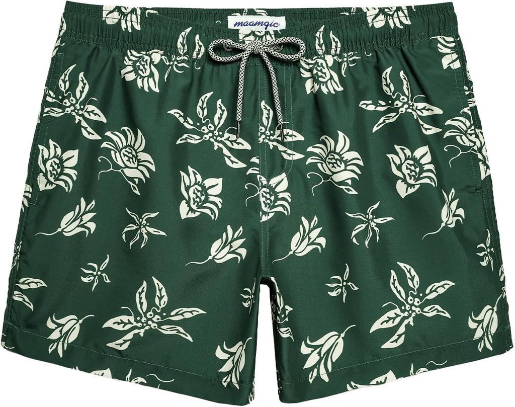 Mens Swim Trunks 5" Quick Dry Beach Shorts Bathing Suits with Mesh Lining Pockets