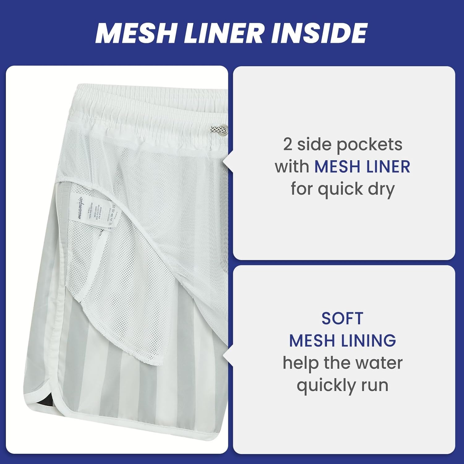 Mens Boys Short 80S 90S Vintage Swim Trunks with Mesh Lining Quick Dry Swim Suits Board Shorts